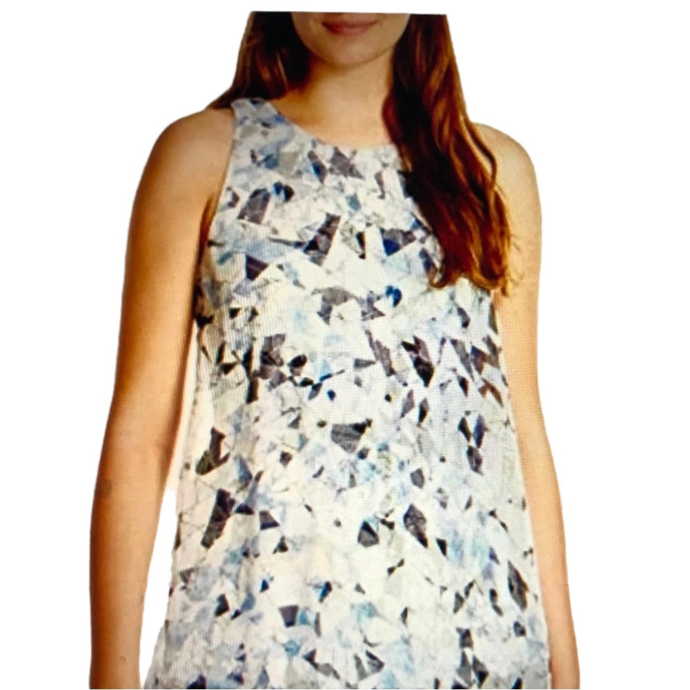 Vince Camuto Blue Broken Prism Hi-Lo Layered Tank